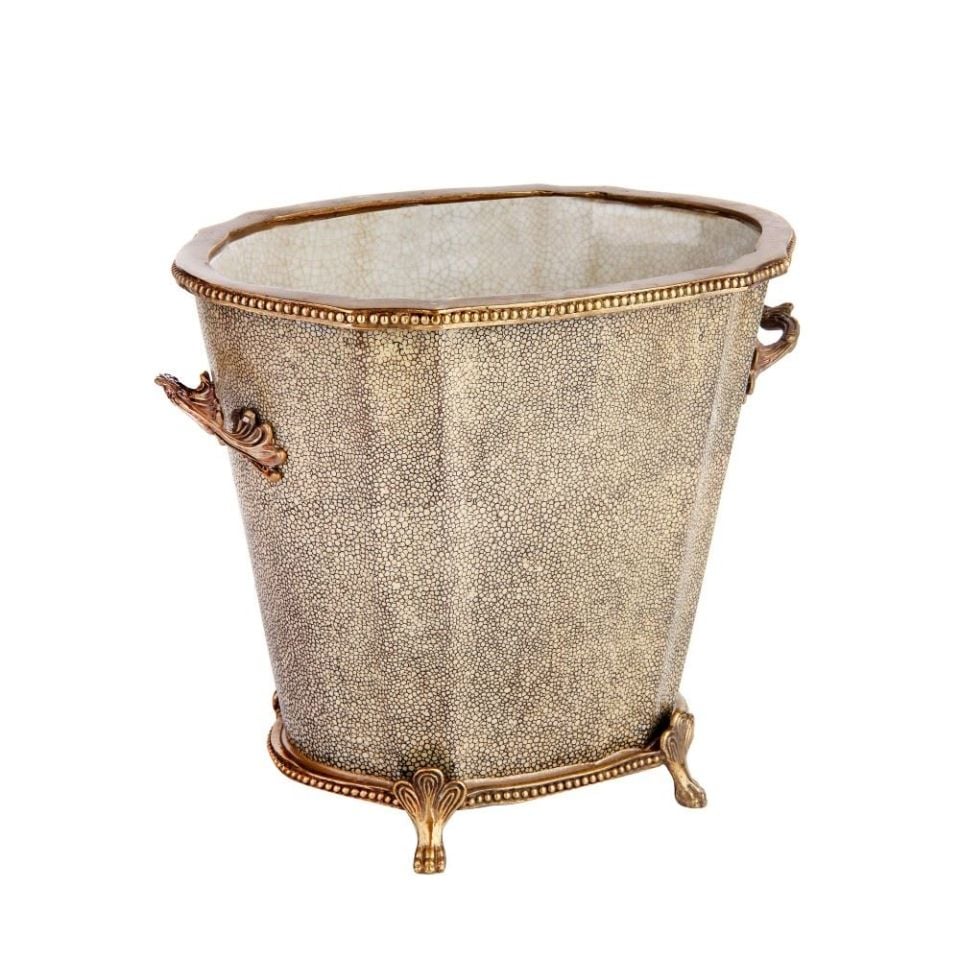 Seramik Vazo Pirinç Ayaklı 19cm