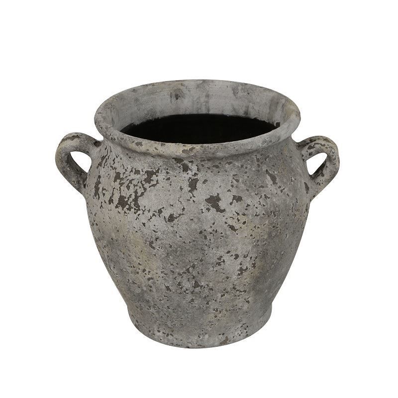 Vazo/Saksı Gri Eskitmeli Glaze 30 cm