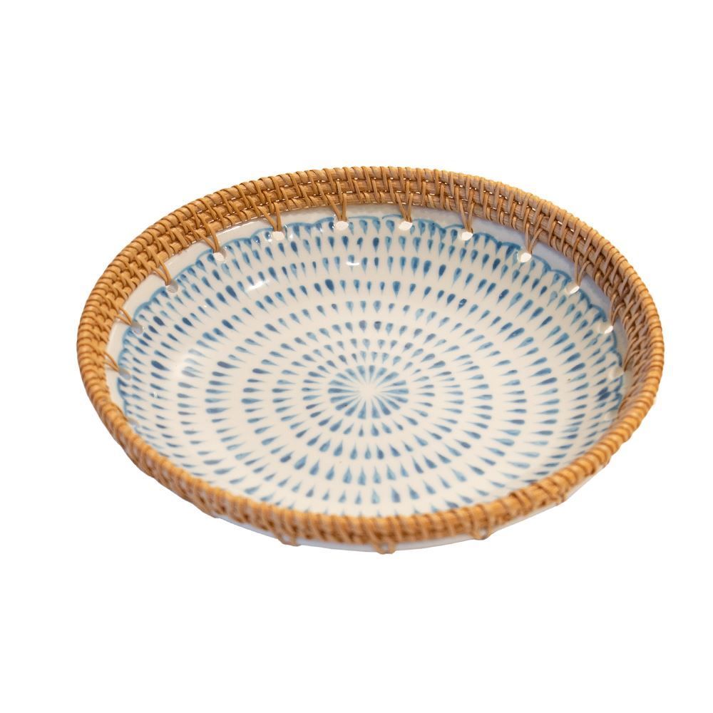 Rattan Çerçeveli El Yapımı Kase 13.5x3,5 cm