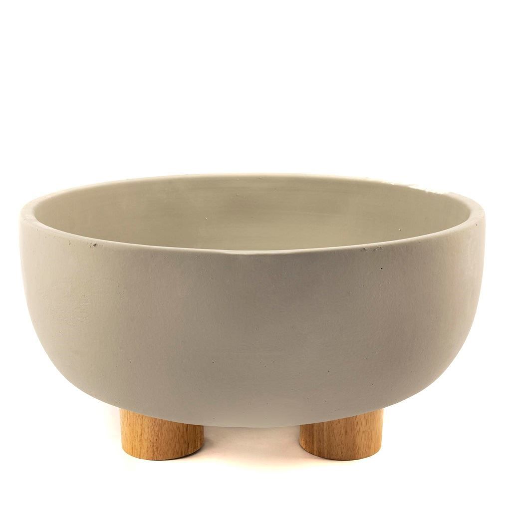 Gri-Bej Ayaklı Sement Saksı 50x25 cm