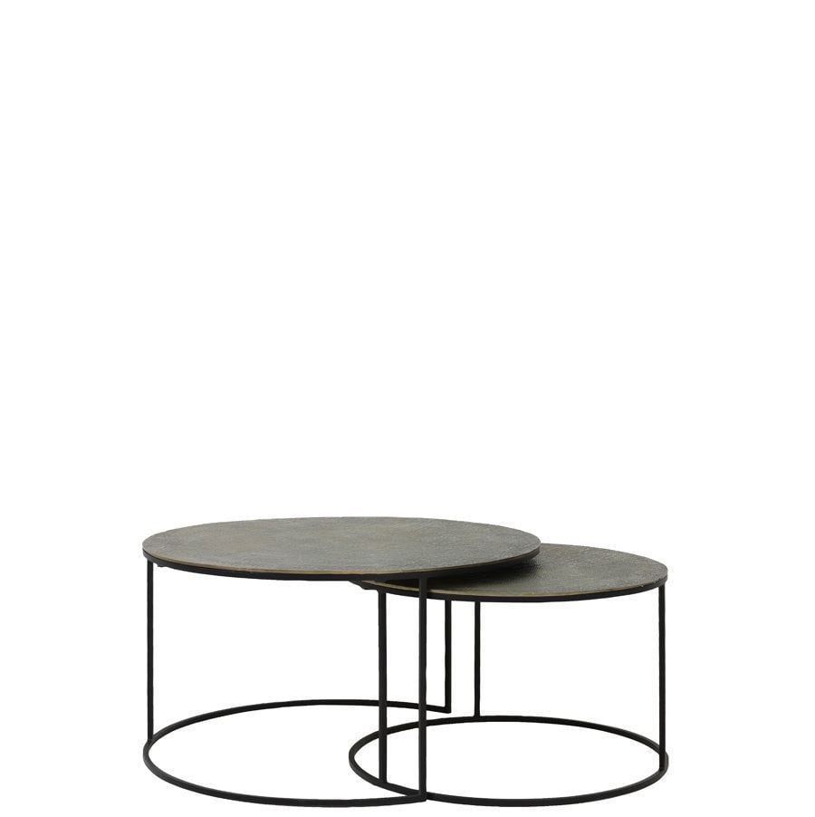 Sehpa Rengo 2'li Antik Bronz