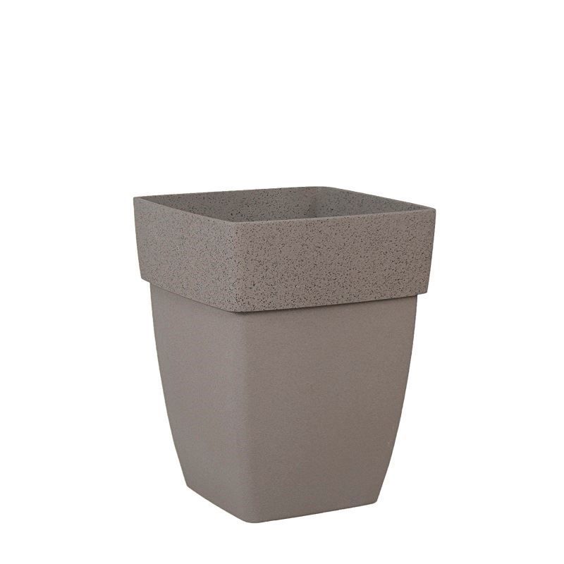 Polystone Saksı Kumlu Taupe Kenar 28x34 cm