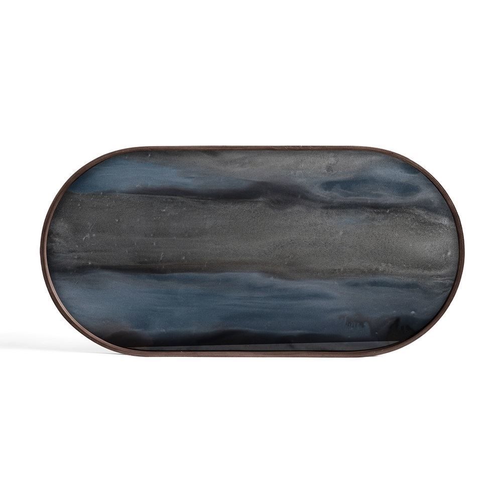 Tepsi Cam Organic Grafit Oval 71x36x3