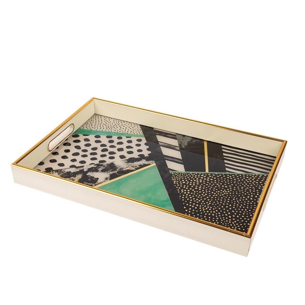 Gold Krem Dikdörtgen Tepsi 30x45 cm