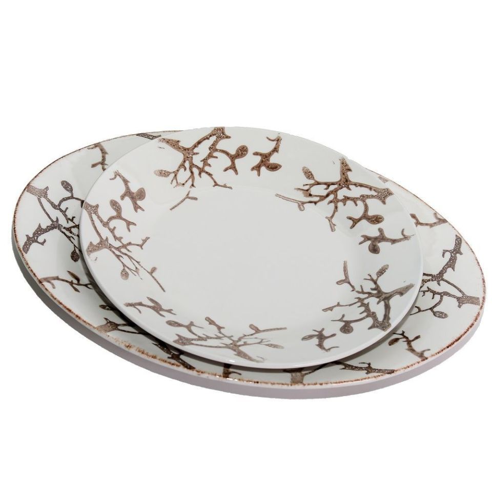 Tabak Oval  Kahverengi Dallı 36x28 cm