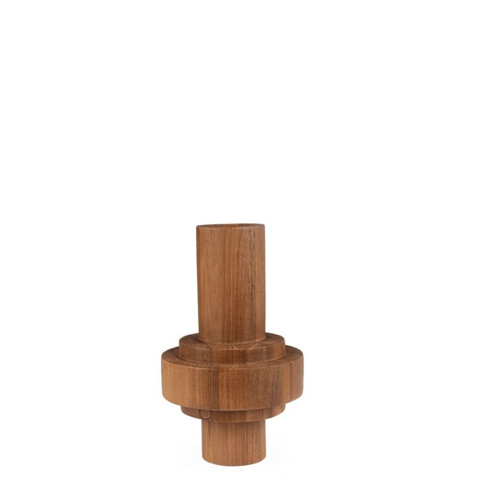 Silindir Ahşap Vazo H:24,5 cm