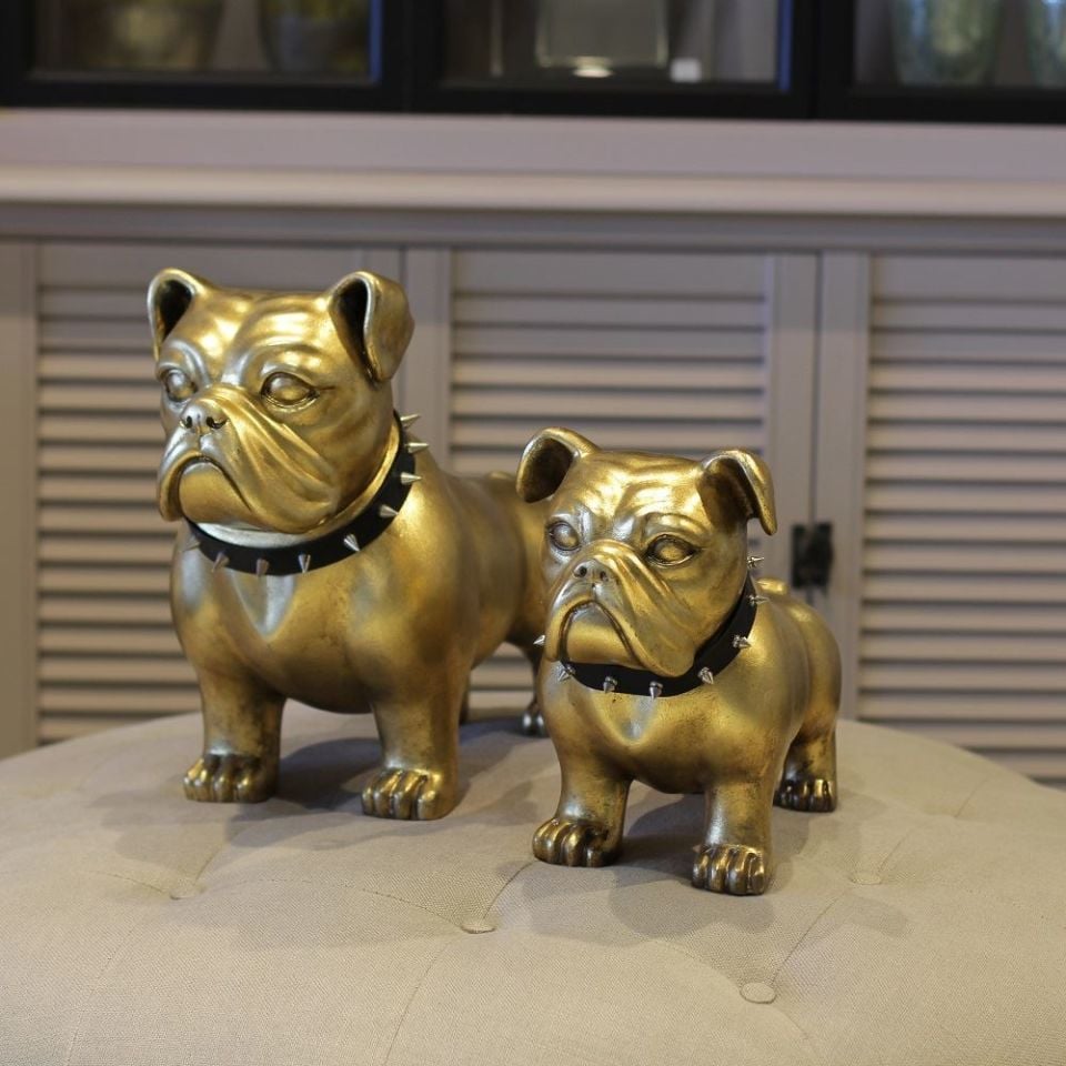 Dekoratif Köpek Heykeli 48x21 cm Mat Gold