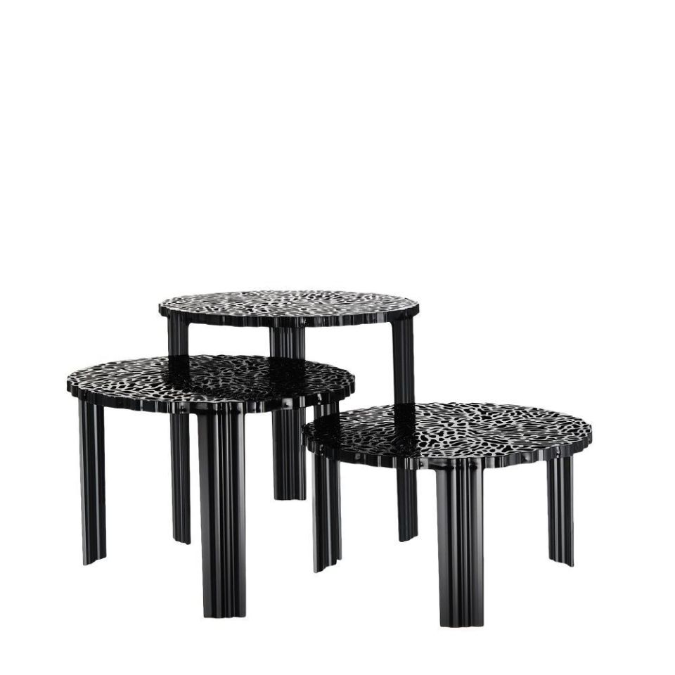T Sehpa Mat Siyah H:28 cm