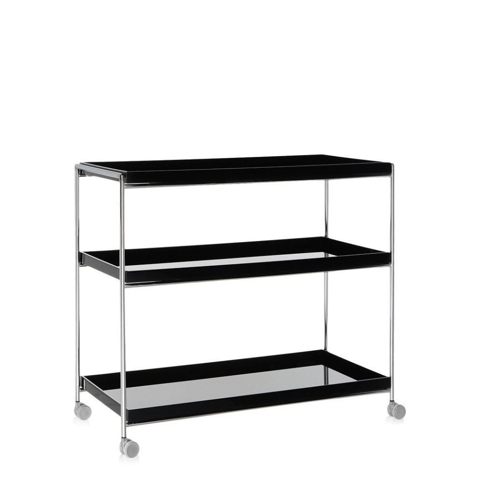 Tray Servis Masası Siyah/Krom
