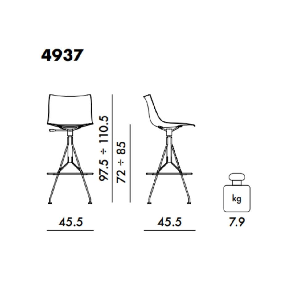 Kartell C. Koya Wood Koyu Ahşap Siyah Bar Sandalyesi