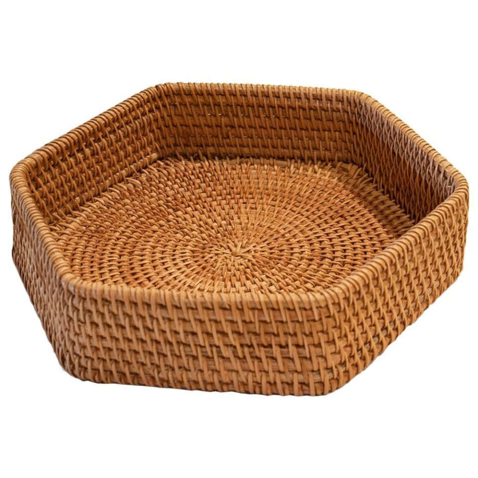 Rattan Altıgen Tepsi 24x5 cm