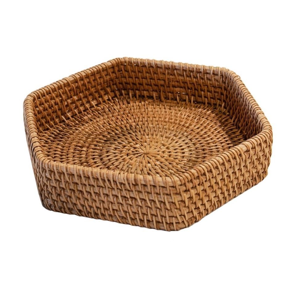 Rattan altıgen Tepsi 22x5 cm