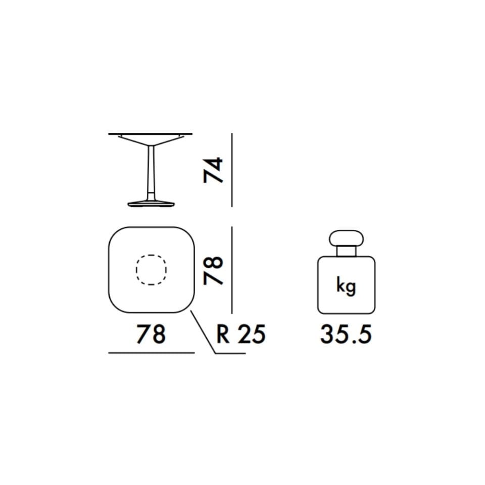 Kartell Multiplo Bistro Beyaz Kare Masa