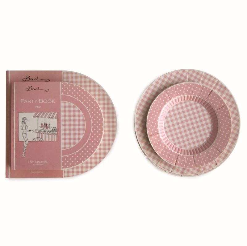 6lı Pembe Yemek Kağıt Tabak Seti