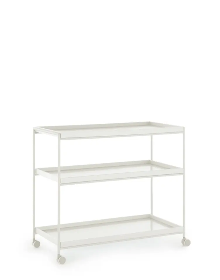 Kartell Trays Beyaz Tekerlekli Servis Masası 80x40 cm