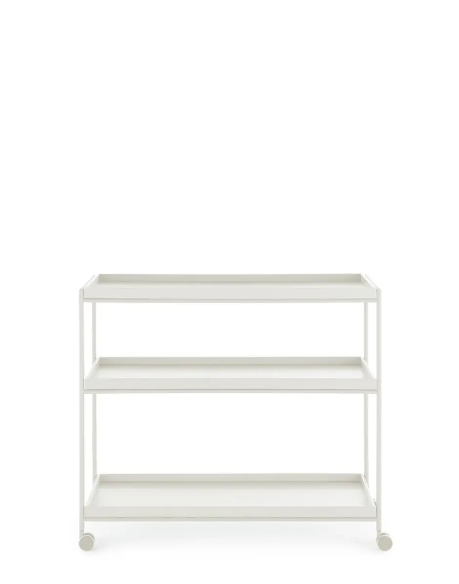 Kartell Trays Beyaz Tekerlekli Servis Masası 80x40 cm