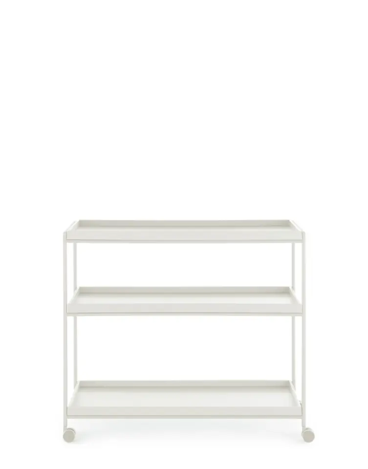 Kartell Trays Beyaz Tekerlekli Servis Masası 80x40 cm