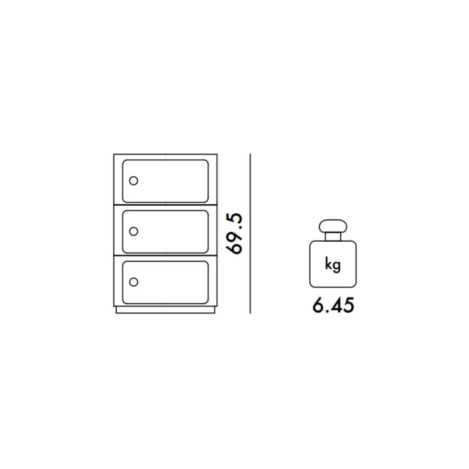 Kartell Big Componibili Bordo 3 Çekmeceli Komodin