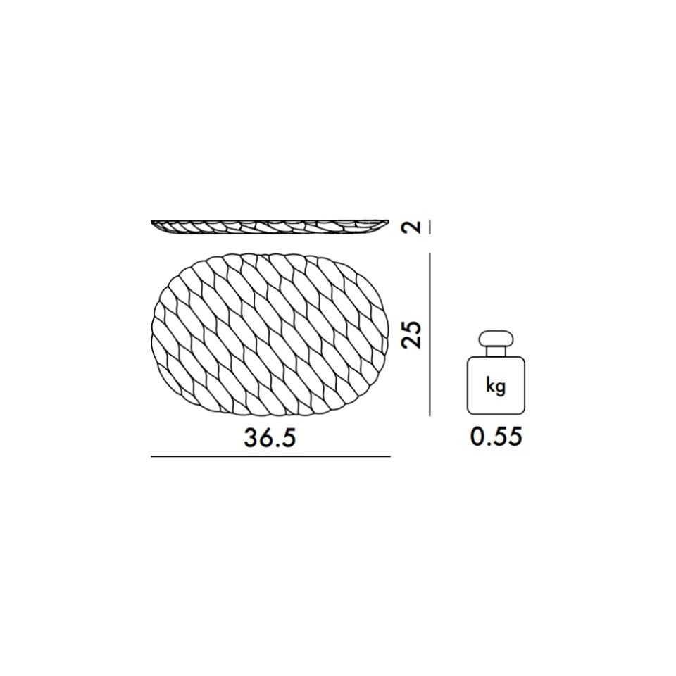 Kartell Jellies Liberty Yeşil Sarı Desenli Oval Tepsi