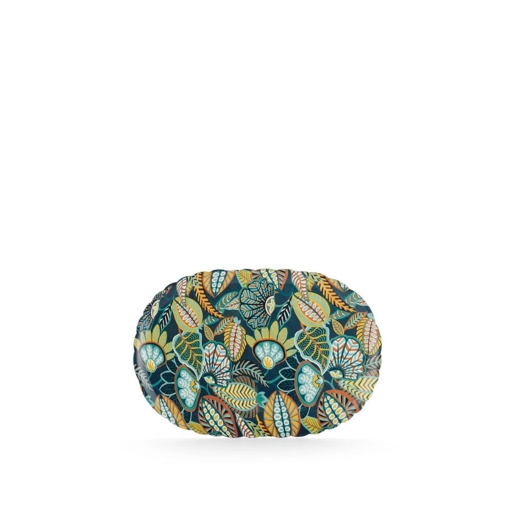 Kartell Jellies Liberty Yeşil Sarı Desenli Oval Tepsi