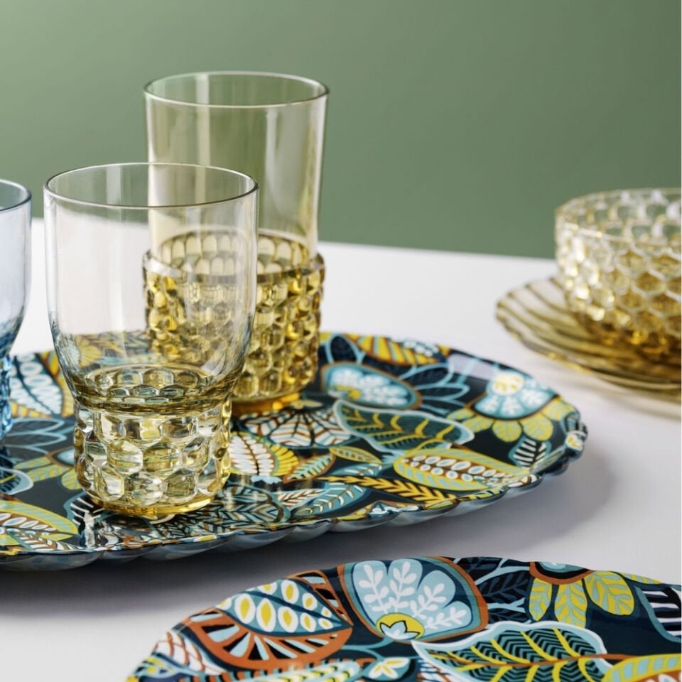 Kartell Jellies Liberty Yeşil Sarı Desenli Oval Tepsi