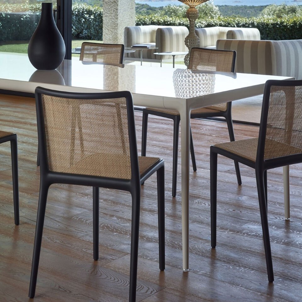 Kartell Belvedere Naturel Siyah Rattan Sandalye