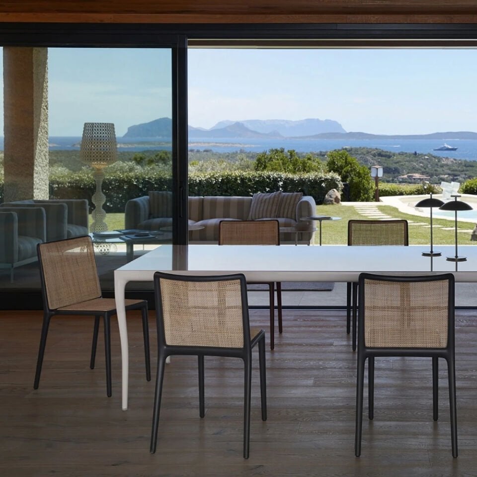 Kartell Belvedere Naturel Siyah Rattan Sandalye