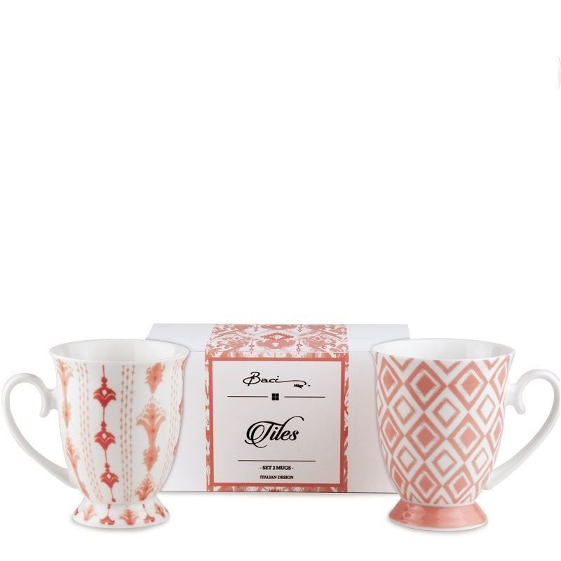 Tiles 2'li Ayaklı Kupa Seti Peach