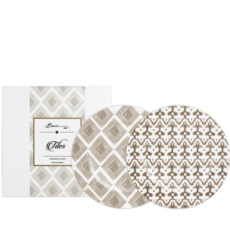 Tiles 2'li Tatlı Tabağı Seti Taupe 1