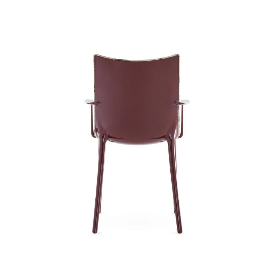 Kartell H.H.H Kumaş Döşemeli Bordo Çiçekli Kollu Sandalye