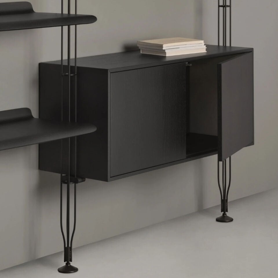 Kartell Adam Wood 3 Raflı 2 Çekmeceli Siyah Kitaplık