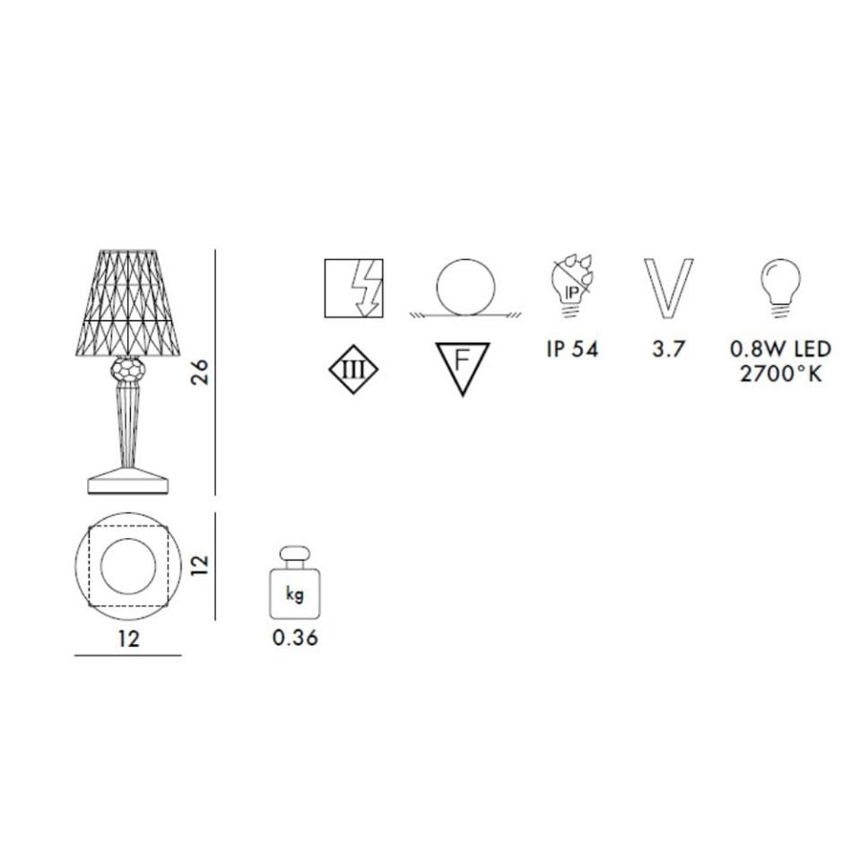 Kartell Battery Pembe Masa Lambası