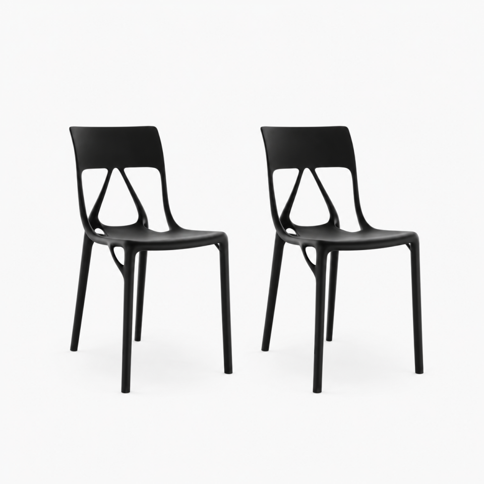 Kartell A.I LITE Siyah Sandalye 2'li Koli