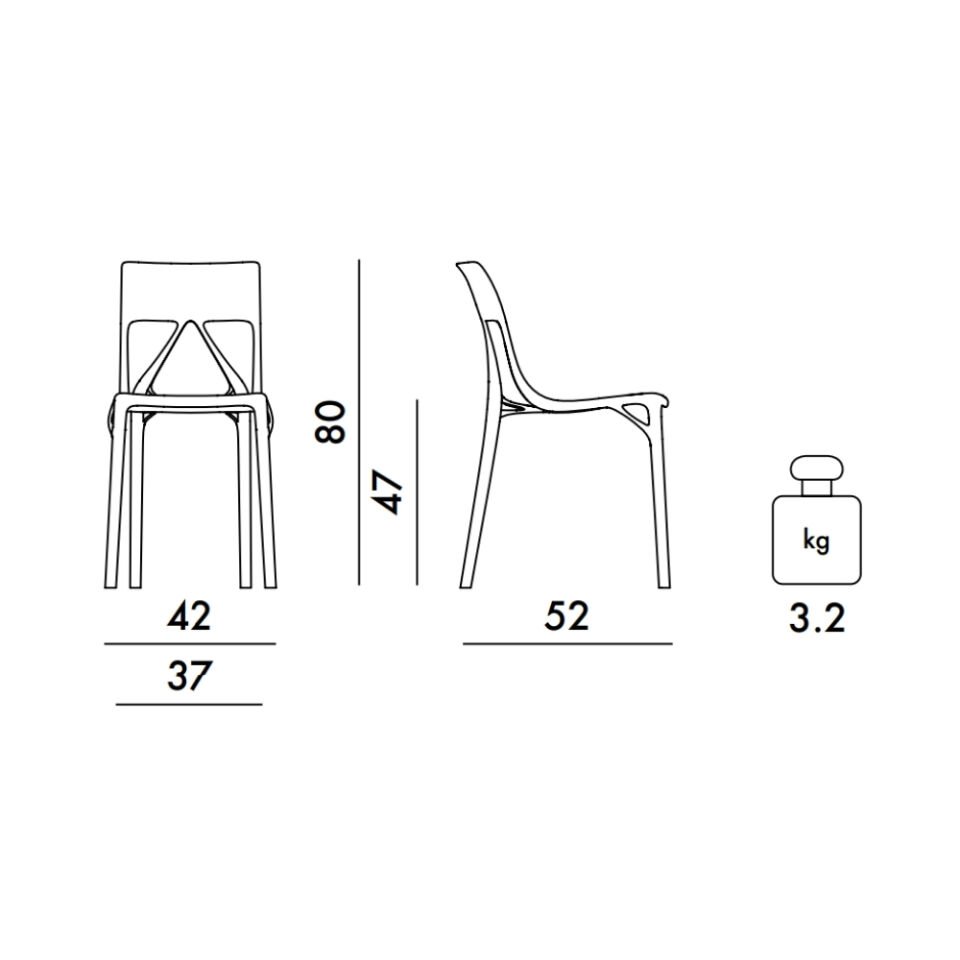 2'li Kartell A.I LITE Yeşil Sandalye