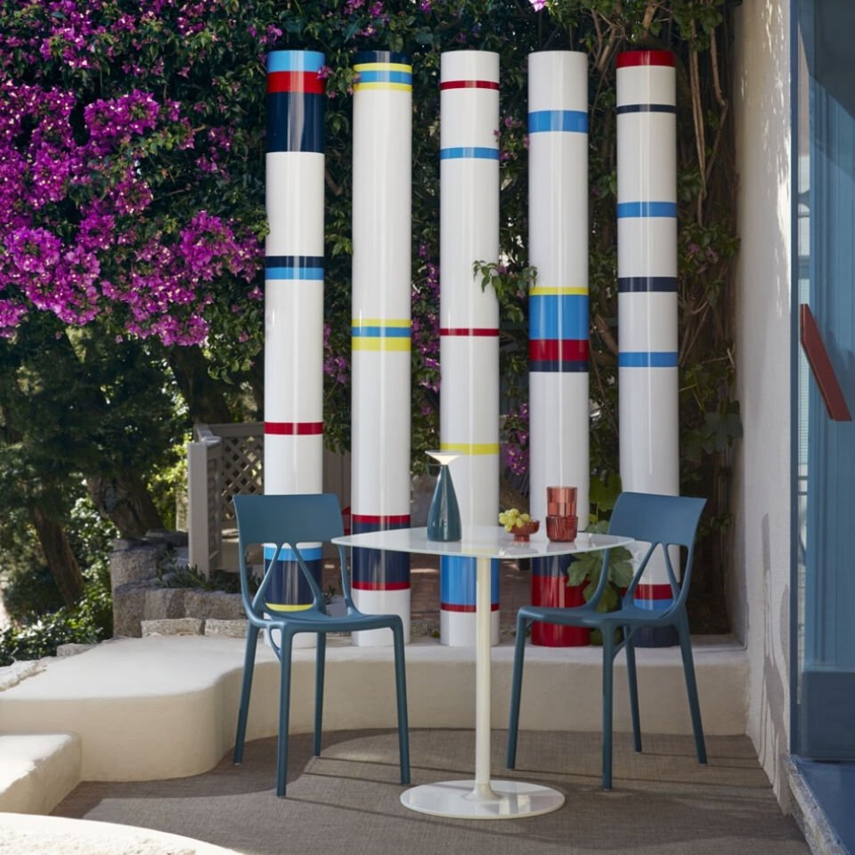 Kartell A.I LITE Petrol Mavisi Sandalye 2'li Koli