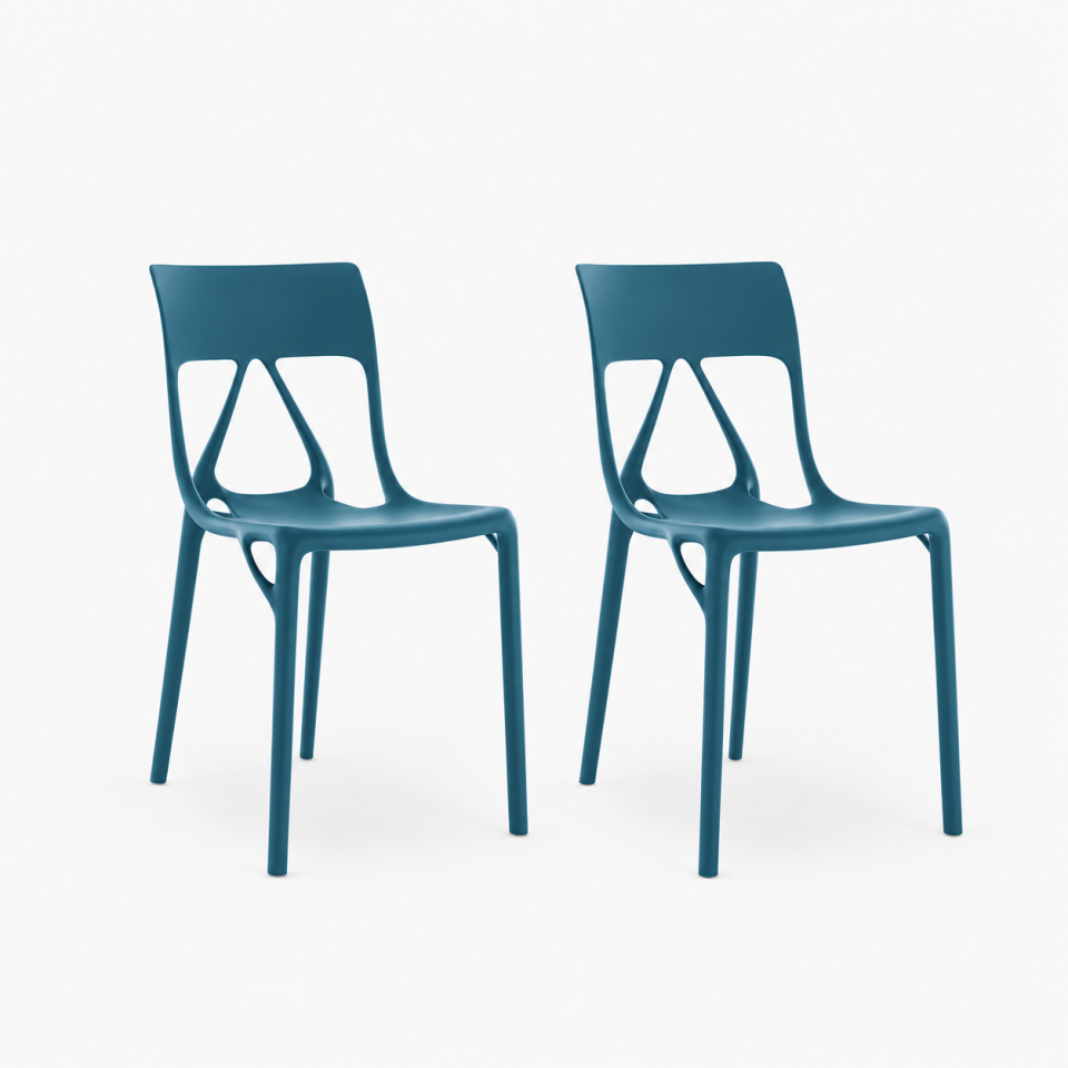 Kartell A.I LITE Petrol Mavisi Sandalye 2'li Koli