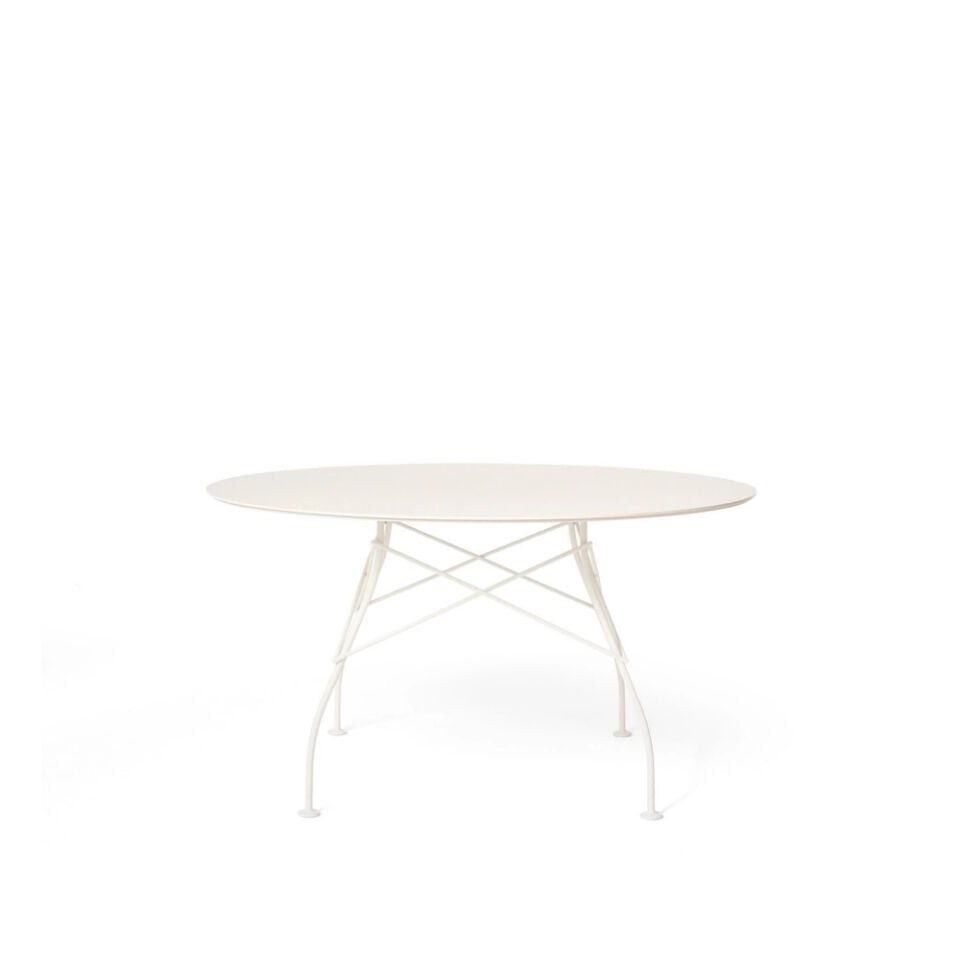 Kartell Glossy Yuvarlak Dış Mekan Beyaz Masa Q:128cm
