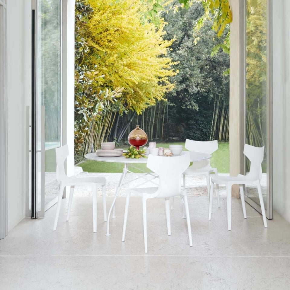 Kartell Glossy Yuvarlak Dış Mekan Beyaz Masa Q:128cm