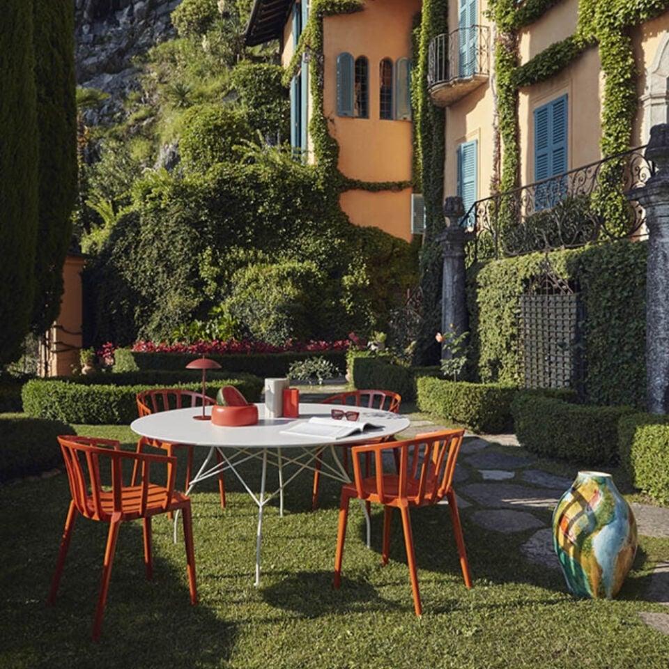 Kartell Glossy Yuvarlak Dış Mekan Beyaz Masa Q:128cm
