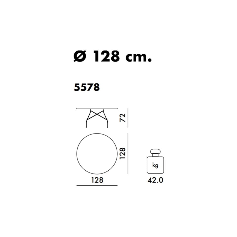 Kartell Glossy Yuvarlak Dış Mekan Beyaz Masa Q:128cm
