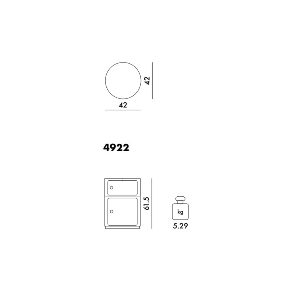Kartell Big Componibili 2 Çekmeceli Yeşil Modül Q:42