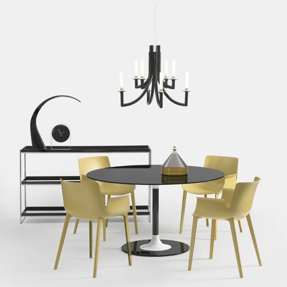 Kartell Thierry XXL Yuvarlak Siyah Yemek Masası 130X72cm