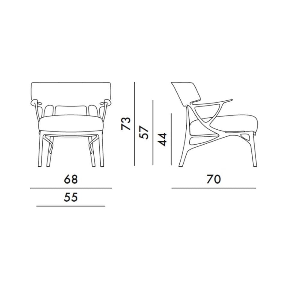 Kartell A.I Lounge Minderli Paslı Gri Kollu Koltuk