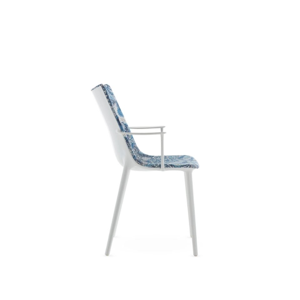 Kartell H.H.H Kumaş Döşemeli Patricia Mavi Beyaz Kollu Sandalye