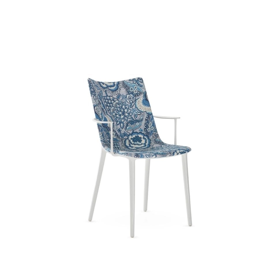 Kartell H.H.H Kumaş Döşemeli Patricia Mavi Beyaz Kollu Sandalye