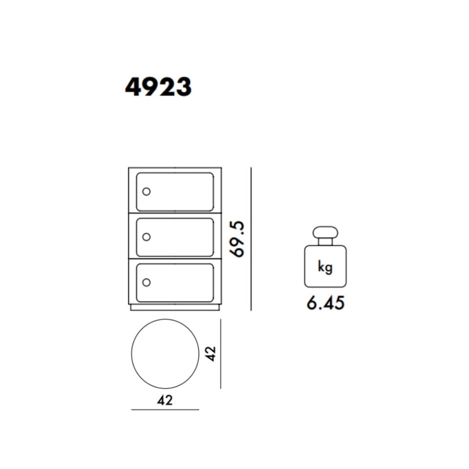 Kartell Big Componibili 3 Çekmeceli Beyaz Modül Q:42