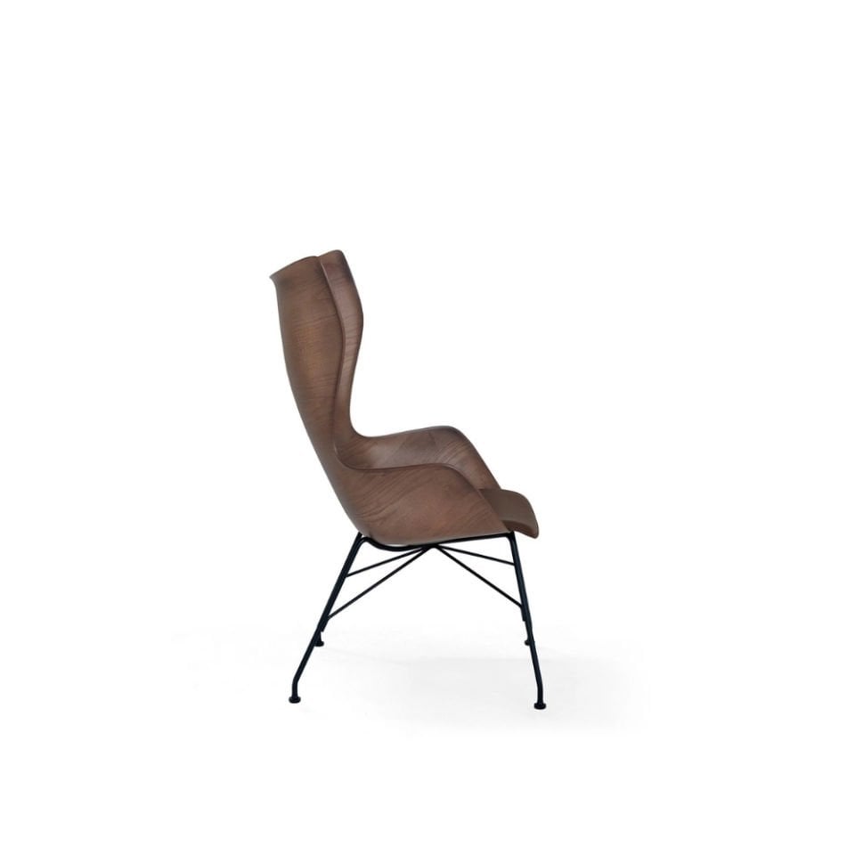 Kartell K/Wood Koltuk Koyu Kahve/Deri/Siyah Dişbudak