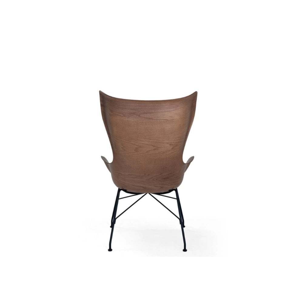 Kartell K/Wood Koltuk Koyu Kahve/Deri/Siyah Dişbudak