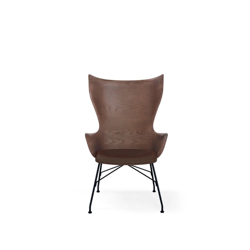 Kartell K/Wood Koltuk Koyu Kahve/Deri/Siyah Dişbudak