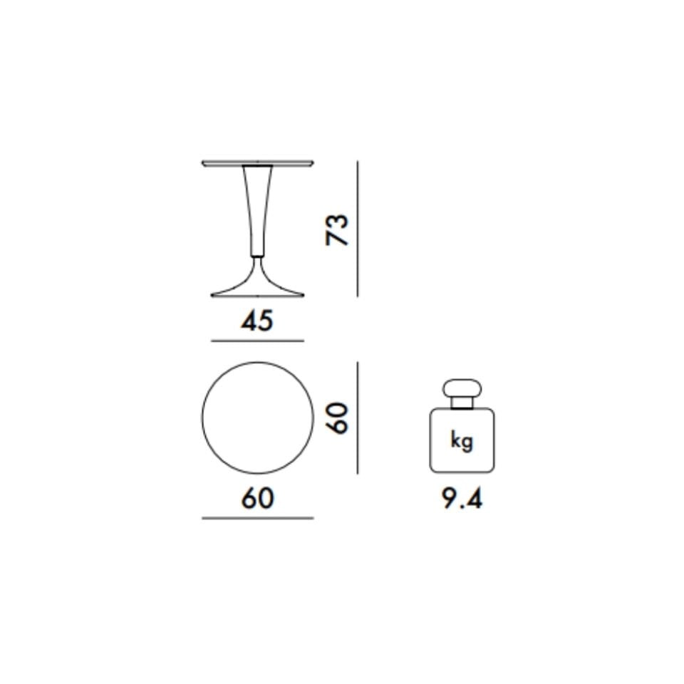 Kartell DR NA Paslı Turuncu Yuvarlak Masa